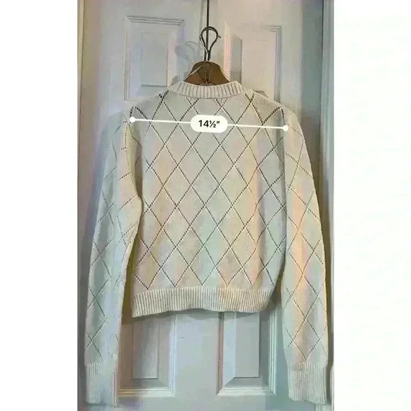 Hyfve Embroidered Floral Cardigan Cutesy Size Medium Trendy Classic Ivory White - Picture 5 of 7